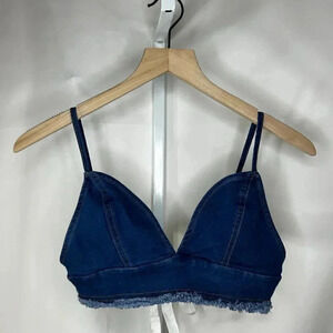 2/$30 Better Be Size Small Denim Halter Top Crop Festival Concert Summer